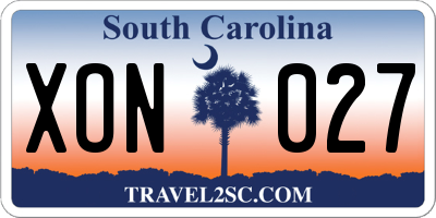 SC license plate XON027