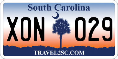 SC license plate XON029