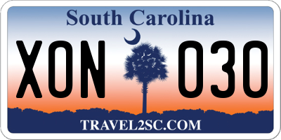 SC license plate XON030