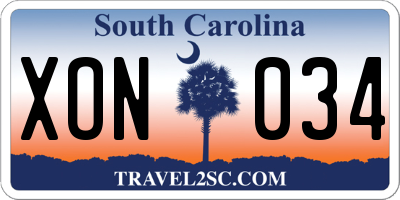 SC license plate XON034