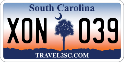 SC license plate XON039