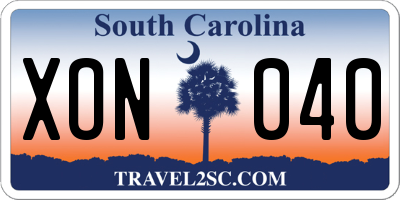 SC license plate XON040