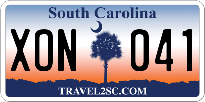 SC license plate XON041