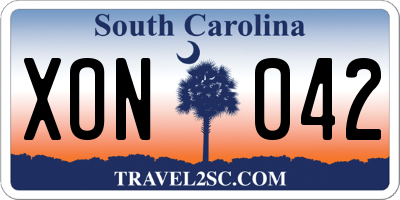 SC license plate XON042