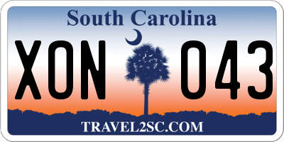 SC license plate XON043
