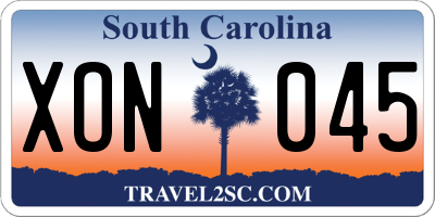 SC license plate XON045