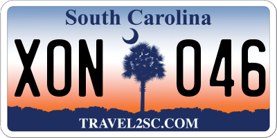 SC license plate XON046