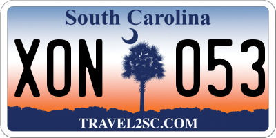 SC license plate XON053