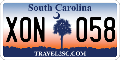SC license plate XON058