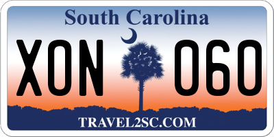 SC license plate XON060