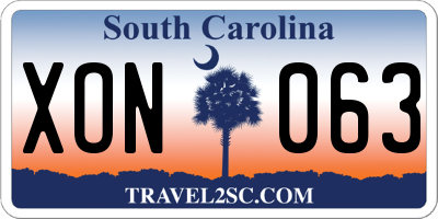 SC license plate XON063