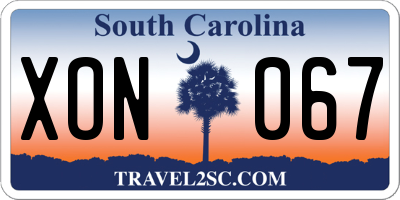 SC license plate XON067
