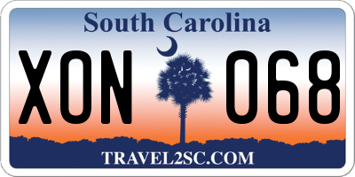 SC license plate XON068