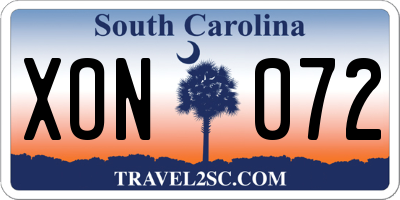 SC license plate XON072