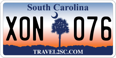 SC license plate XON076