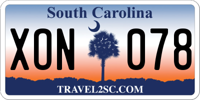 SC license plate XON078