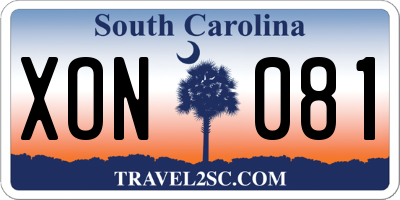 SC license plate XON081