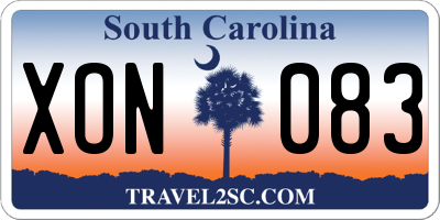 SC license plate XON083