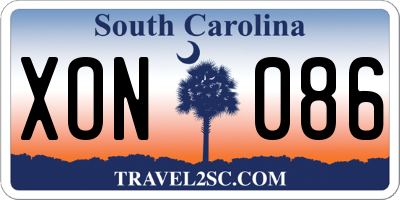 SC license plate XON086