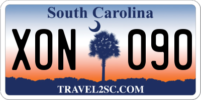 SC license plate XON090