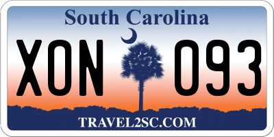 SC license plate XON093