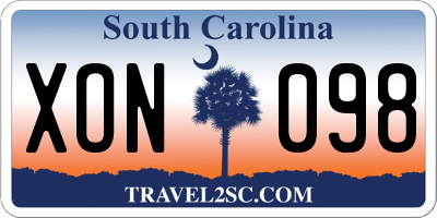 SC license plate XON098
