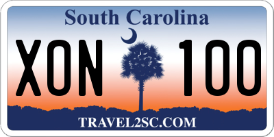 SC license plate XON100
