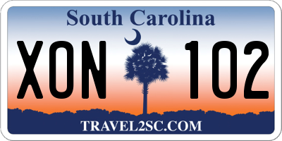 SC license plate XON102