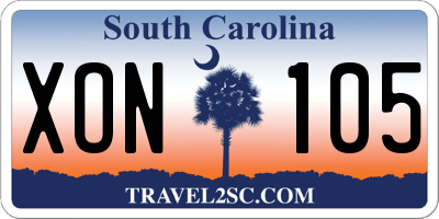 SC license plate XON105