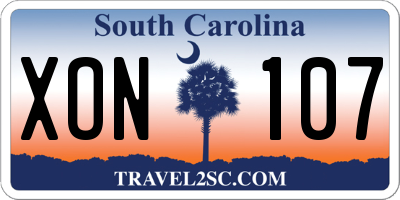 SC license plate XON107
