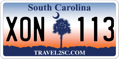 SC license plate XON113