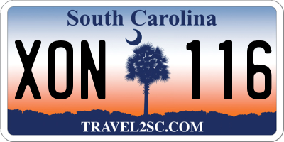 SC license plate XON116