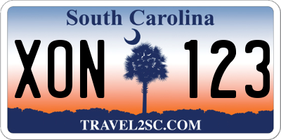 SC license plate XON123