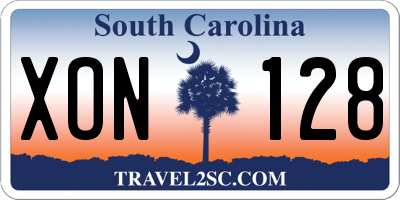 SC license plate XON128