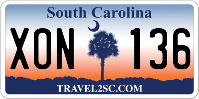 SC license plate XON136
