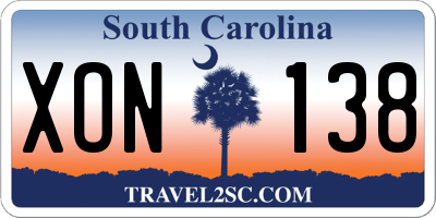 SC license plate XON138