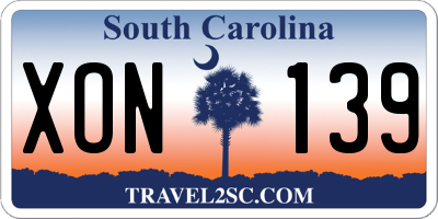 SC license plate XON139