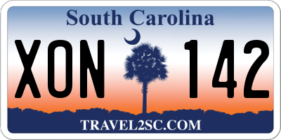 SC license plate XON142