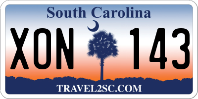 SC license plate XON143