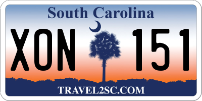 SC license plate XON151