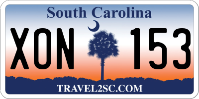 SC license plate XON153