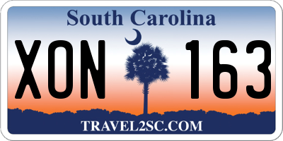 SC license plate XON163