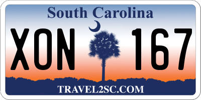 SC license plate XON167