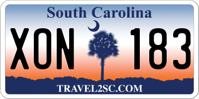SC license plate XON183