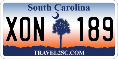SC license plate XON189