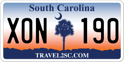 SC license plate XON190
