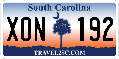 SC license plate XON192