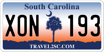 SC license plate XON193