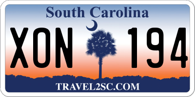SC license plate XON194