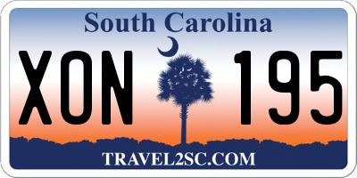 SC license plate XON195